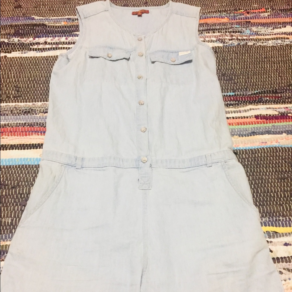 Blue jean one piece shirt and tank top
